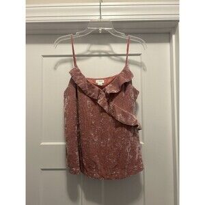 J Crew Velvet Ruffle Spaghetti Strap Pink Size Large Concert Holiday Festival